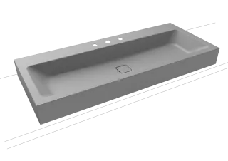 CONO WANDWASCHTISCH, Mod.3091 1200x500mm, cool grey 30, Perl-Effekt, Antidröhn mit 3-er Hahnlochbohrung, ohne Überlauf
