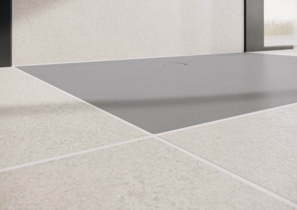 Duschfläche SUPERPLAN ZERO MIT WANNENTRÄGER EXTRAFLACH, Mod.1512-5 700x800mm, cool grey 80, Secure Plus