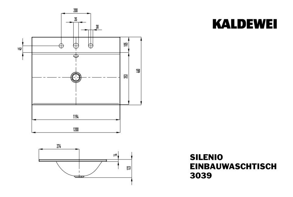 SILENIO EINBAUWASCHTISCH