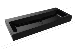 CONO WANDWASCHTISCH, Mod.3091 1200x500mm, schwarz, Perl-Effekt, Antidröhn mit 3-er Hahnlochbohrung, ohne Überlauf