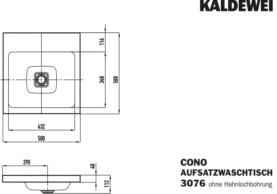 CONO AUFSATZWASCHTISCH (RANDHÖHE 40 MM)