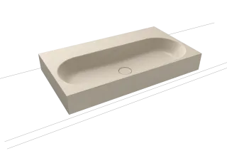 CENTRO AUFSATZWASCHTISCH (RANDHÖHE 120 MM), Mod.3058 900x500mm, warm beige 20, Perl-Effekt, Antidröhn ohne Überlauf