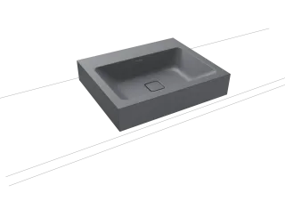 CONO AUFSATZWASCHTISCH (RANDHÖHE 120 MM), Mod.3085 600x500mm, cool grey 70, Perl-Effekt, Antidröhn ohne Überlauf