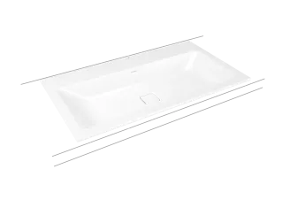 CONO EINBAUWASCHTISCH, Mod.3081 900x500mm, schwarz matt 100, Perl-Effekt, Antidröhn mit 1-er Hahnlochbohrung, ohne Überlauf