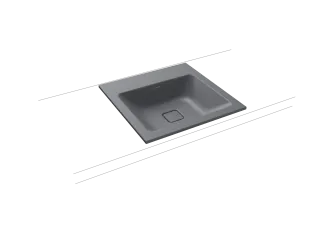 CONO EINBAUWASCHTISCH, Mod.3075 500x500mm, cool grey 70, Perl-Effekt, Antidröhn mit 1-er Hahnlochbohrung, ohne Überlauf