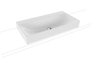 SILENIO AUFSATZWASCHTISCH (RANDHÖHE 120 MM), Mod.3043 900x460mm, warm grey 60, Perl-Effekt, Antidröhn mit 1-er Hahnlochbohrung, mit Überlauf, Sichtteile chrom