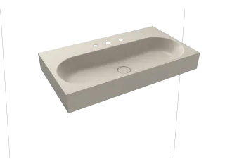 CENTRO WANDWASCHTISCH, Mod.3062 900x500mm, warm grey 10, Perl-Effekt, Antidröhn mit 3-er Hahnlochbohrung, ohne Überlauf