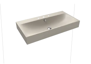 SILENIO WANDWASCHTISCH, Mod.3045 900x460mm, warm grey 10, Perl-Effekt, Antidröhn mit 3-er Hahnlochbohrung, mit Überlauf, Sichtteile chrom