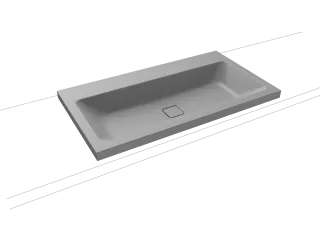 CONO AUFSATZWASCHTISCH (RANDHÖHE 40 MM), Mod.3084 900x500mm, cool grey 30, Perl-Effekt, Antidröhn ohne Überlauf