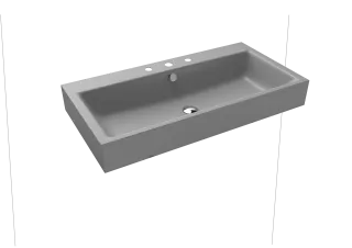 PURO WANDWASCHTISCH, Mod.3165 900x460mm, cool grey 30, Perl-Effekt, Antidröhn mit 3-er Hahnlochbohrung, mit Überlauf, Sichtteile chrom