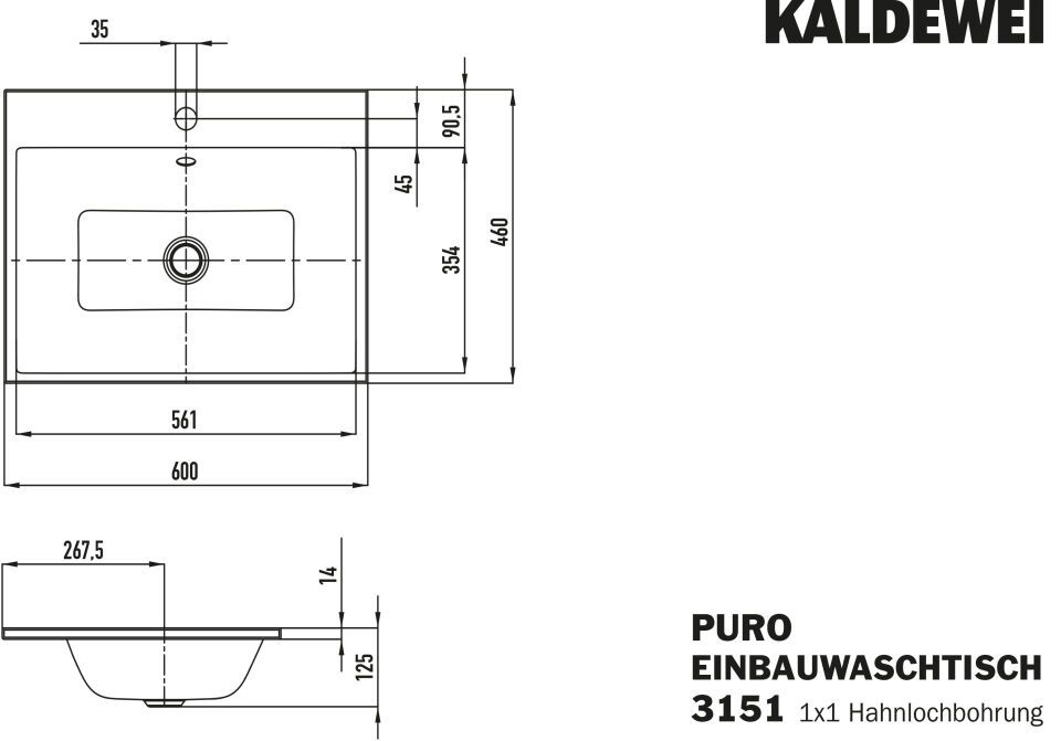 PURO EINBAUWASCHTISCH