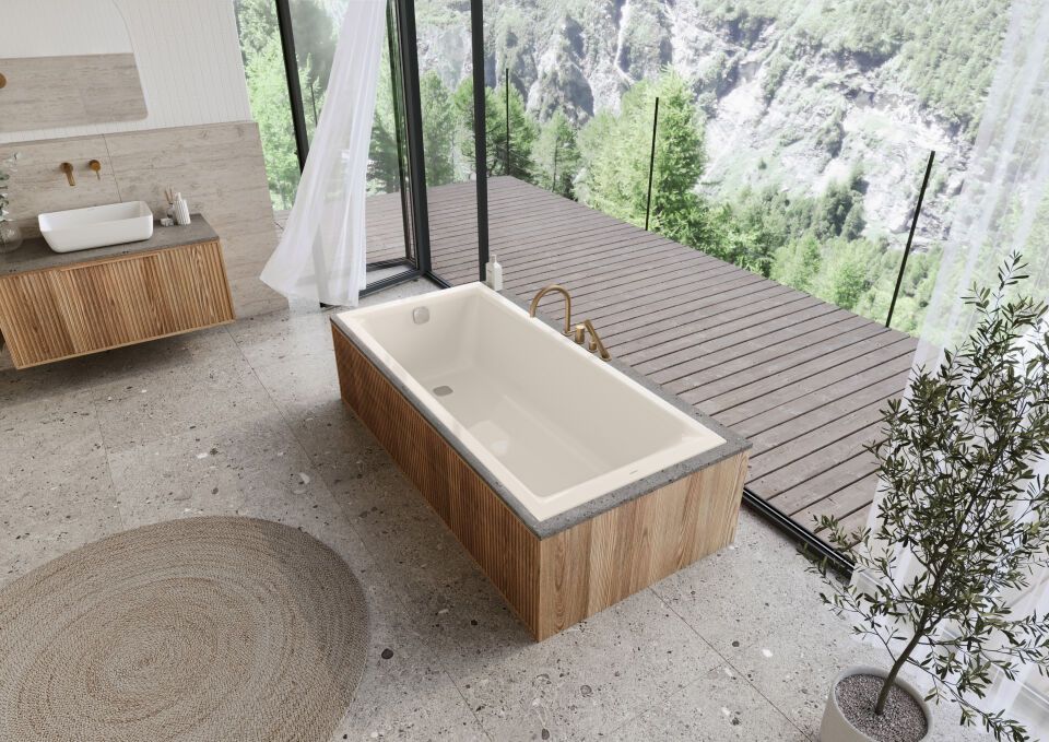 Badewanne PURO NEXT, Mod.1420 1600x700mm, pergamon, Perl-Effekt, Antislip