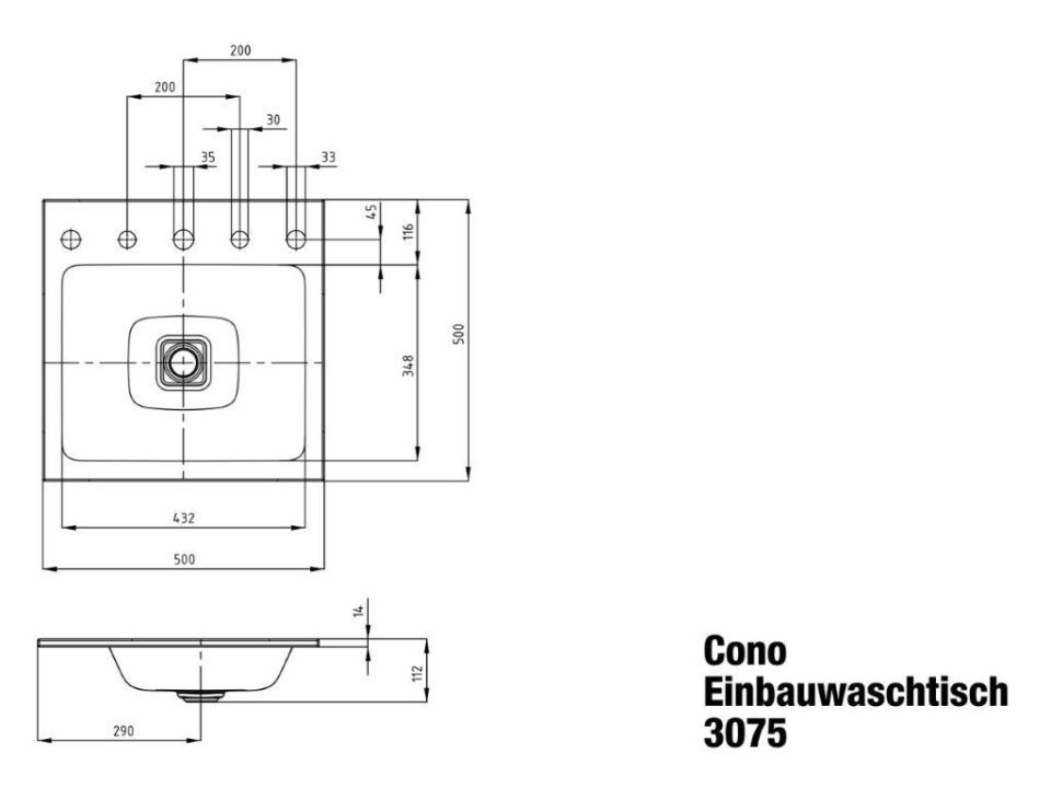 CONO EINBAUWASCHTISCH