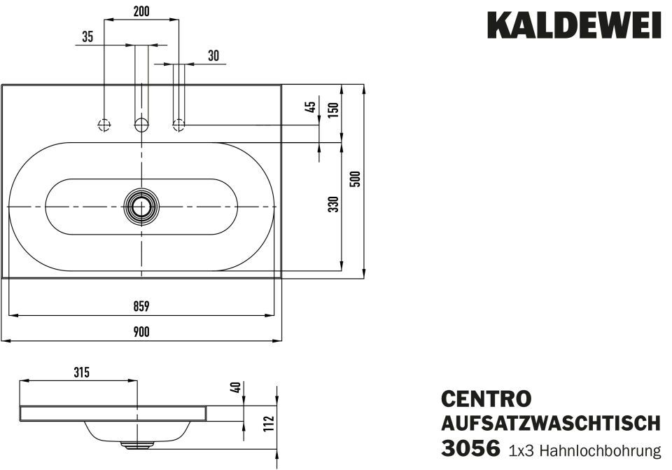 CENTRO AUFSATZWASCHTISCH (RANDHÖHE 40MM)