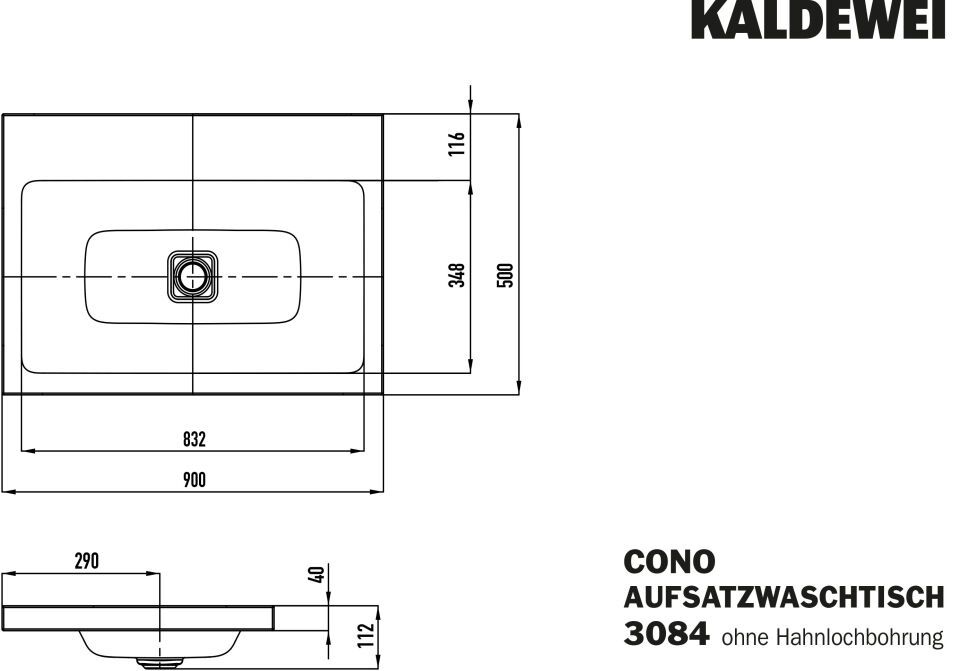 CONO AUFSATZWASCHTISCH (RANDHÖHE 40 MM)