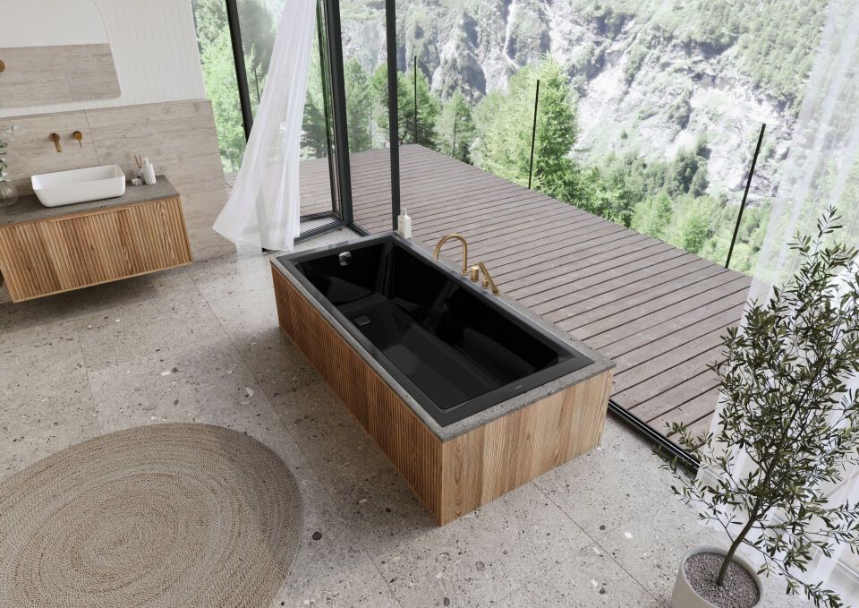 Badewanne PURO NEXT, Mod.1420 1600x700mm, schwarz, Perl-Effekt, Antislip