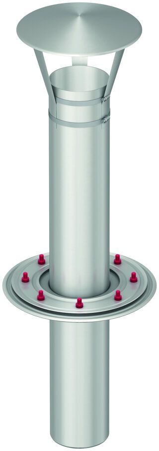 ACO Flachdachdurchführung DN100/ 1-tlg/V2A/zur Raumentl.+ Regenhut