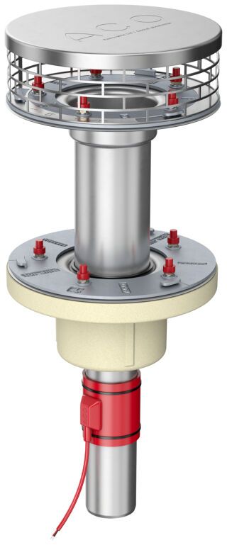 ACO Flachdachabl. Variant-Spin 100 DN100/90Grad/2-tlg. /Kiesf.V2A