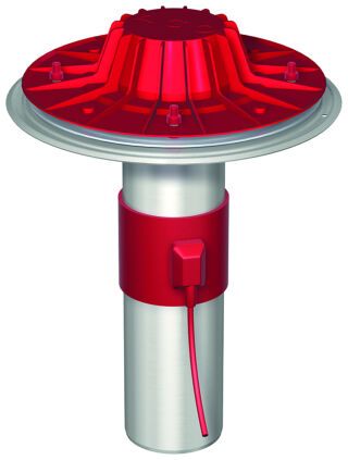 ACO Flachdachablauf Jet V2A DN70/90Grad 1-tlg/o. Kiesf./Brandschutz/mit Heizung