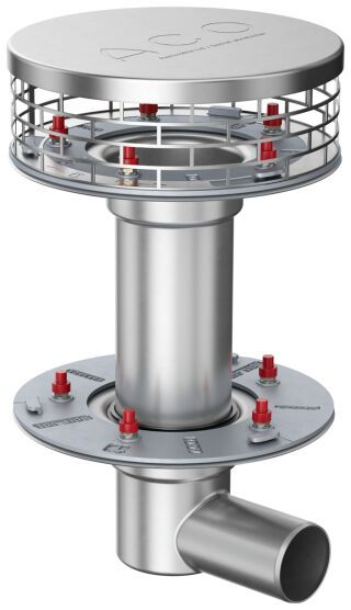 ACO Flachdachabl. Variant-Spin DN100 DN100/0Grad/2-tlg. /Kiesf.V2A