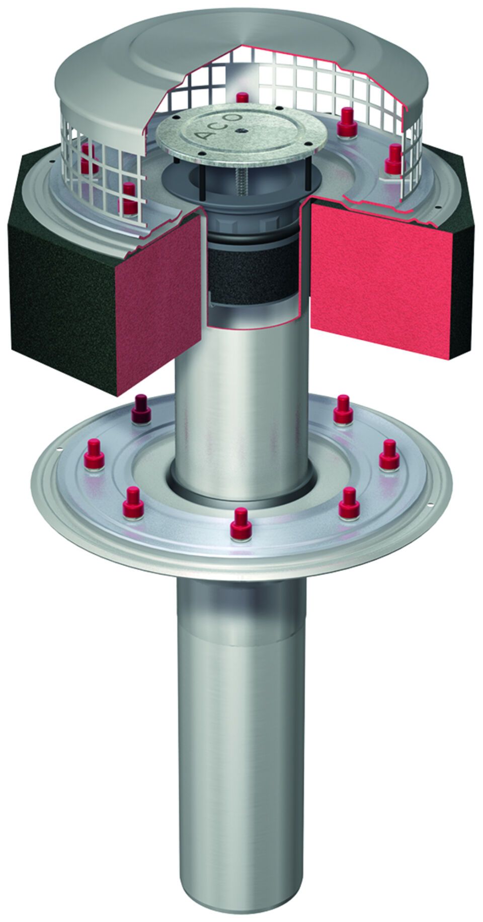 ACO Flachdachablauf Spin V2A DN70/90Grad