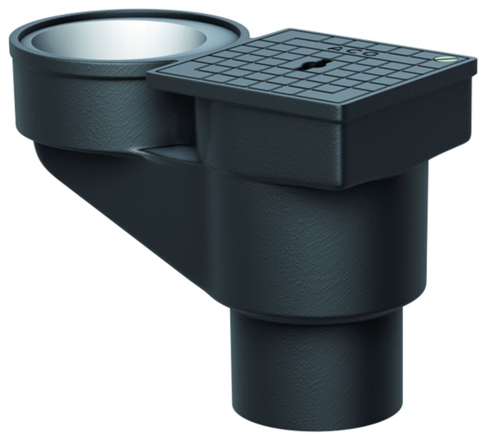 ACO Regenrohrablauf Guss DN100/ 90 Grad/ 2,8l/s/ K3