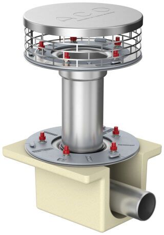 ACO Flachdachabl. Variant-Spin DN100 PUR DN100/0Grad/2-tlg. /Kiesf.V2A