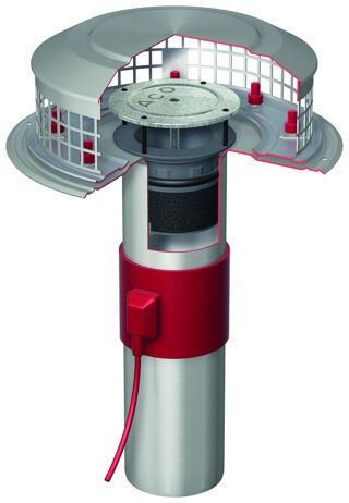ACO Flachdachablauf Spin V2A DN100 1-tlg/Kiesf. V2A/Brandschutz/mit Heizg.