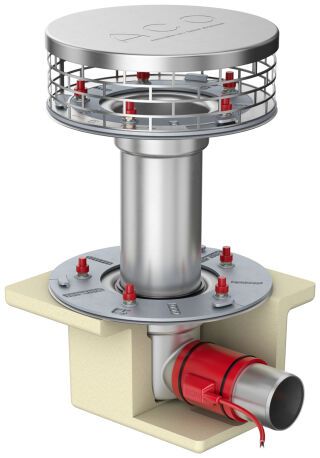 ACO Flachdachabl. Variant-Spin DN 100 DN100/0Grad/2-tlg. /Kiesf.V2A