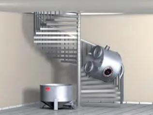 Runde Bauform | Aus Edelstahl oder Polyethylen, zerlegbar in Einzelteile, Erweiterung durch Austausch der Mittelbauteile jederzeit möglich. | © ACO Haustechnik