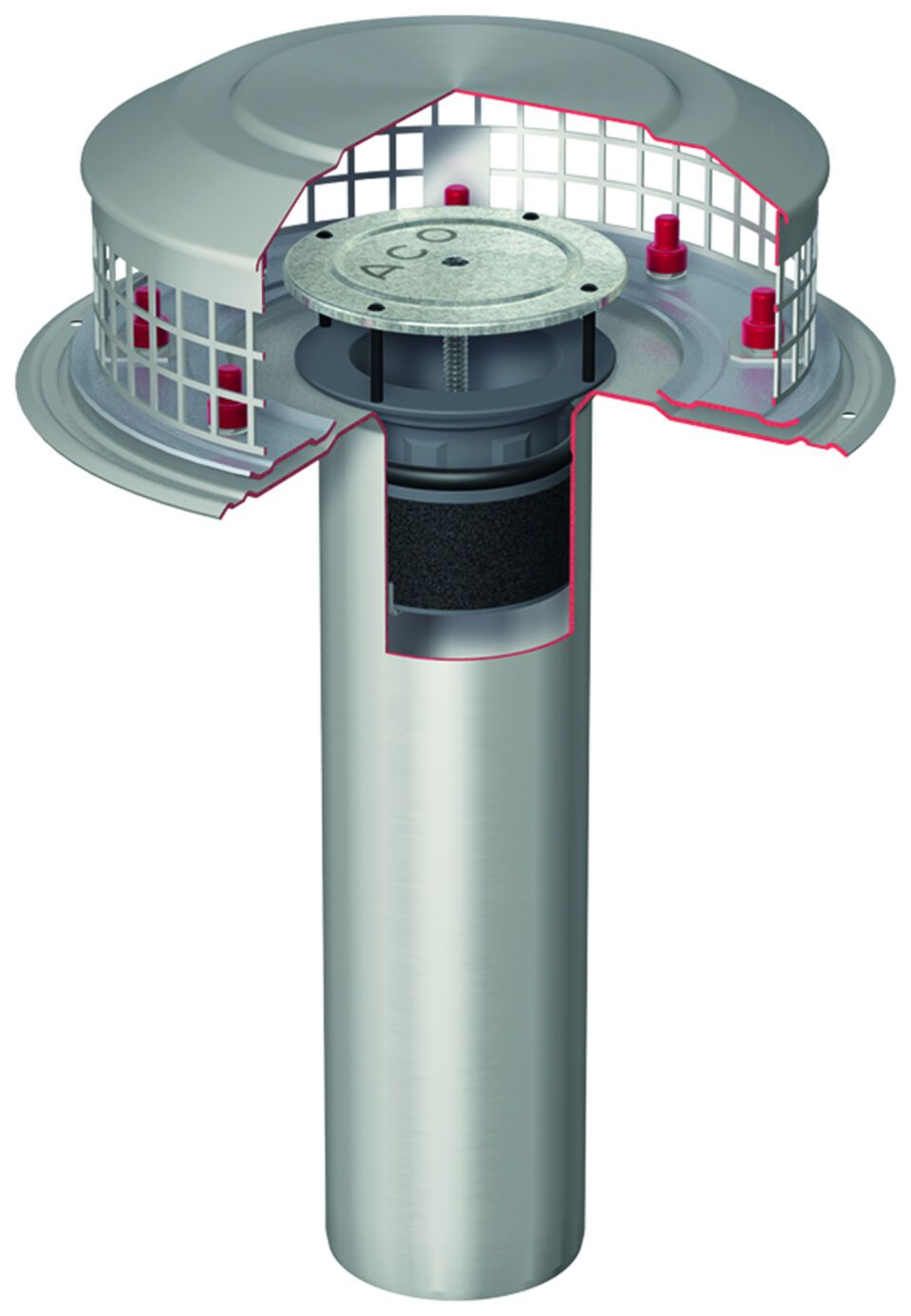 ACO Flachdachablauf Spin V2A DN100/90Grad