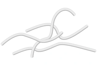 Vereinfachte Darstellung von Bindemittelsträngen in einer Kunststoffdispersion