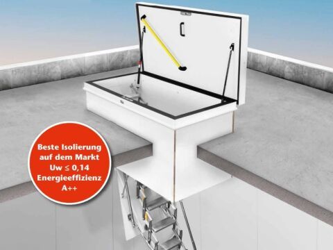 Kompletter Dachzugang: Flachdachausstieg und Scherentreppe in einem