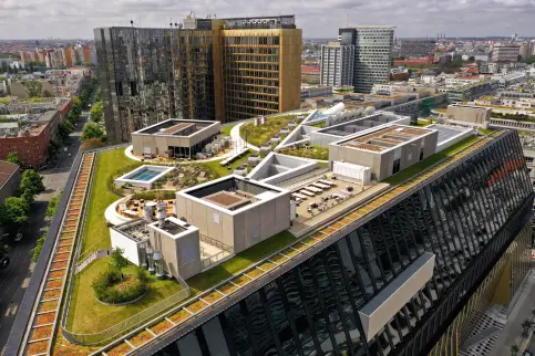 Eine ausgeprägter Dachgarten auf dem Axel Springer Haus - Berlin – © Optigrün