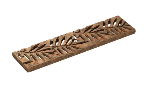 Designrost, LEAF, Gusseisen, unbeschichtet Belastungsklasse: C250, Länge: 50 cm, SW 5 - 9 mm