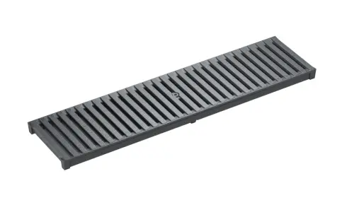 Stegrost, HEELGUARD, Gusseisen schwarz lackiert, Gusseisen KTL beschichtet Belastungsklasse: D400*, Länge: 50 cm, SW 6 mm Stegrost, MASSIV