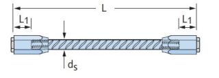 Muffenstab, beidseitig HSC-B SD - 12 / ≥ 205 M12 16,5