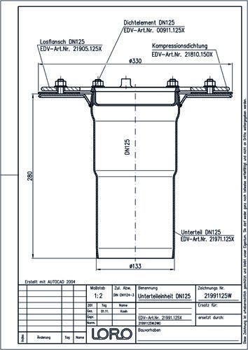 LORO-DRAINLET®-DL Unterteileinheit Serie 84