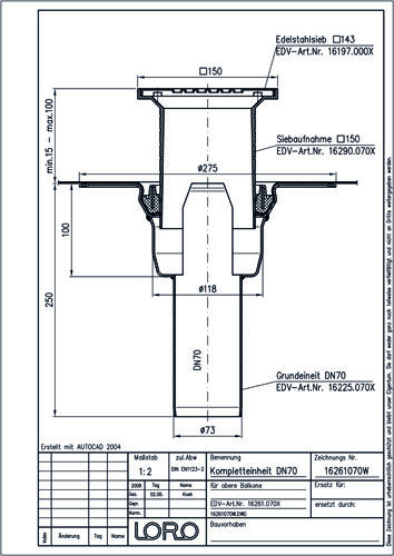 LORO-X Balkondirektablauf