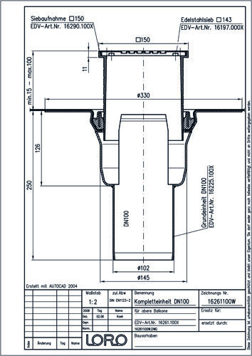 LORO-X Balkondirektablauf