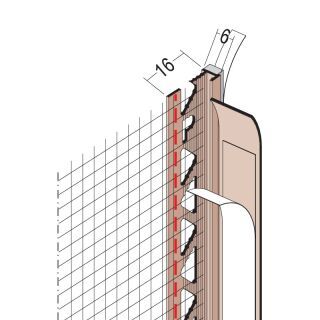 37806 260,0 10 Anputzdichtleiste mit Schattenfuge, Gewebe für WDV-Systeme 6 mm Hart-PVC mit Glasfasergewebe