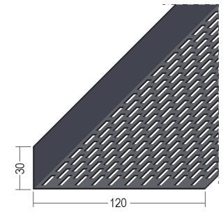 09335 250,0 90 Lüftungswinkel einseitige Rechtecklochung Alu schwarz 30 x 120 mm Aluminium