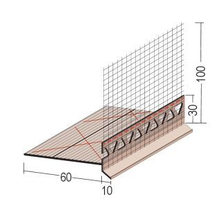 37503 200,0 10 Einsteckprofil mit Tropfkante für Wärmedämmung ab 60 mm/10 mm Hart-PVC mit Glasfasergewebe