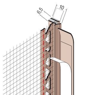 38810 260,0 10 Anputzdichtleiste mit Schattenfuge, Membran, Gewebe 10 mm Hart-PVC m.Weich-PVC und Glasfasergewebe
