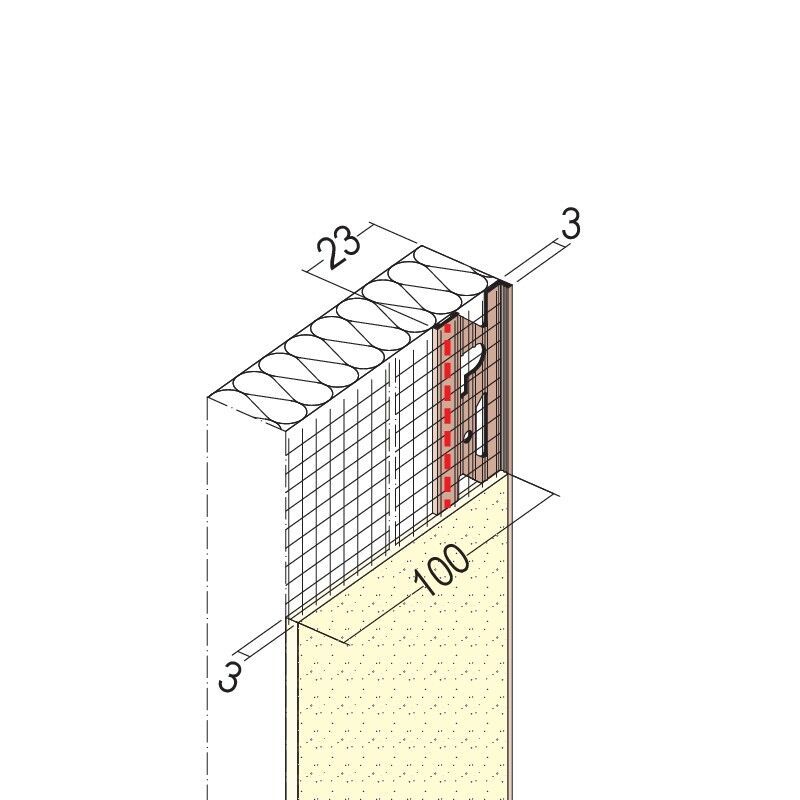 03793 250,0 10 Abschlussprofil mit Gewebe für Wärmedämmung 3 mm Hart-PVC mit Glasfasergewebe