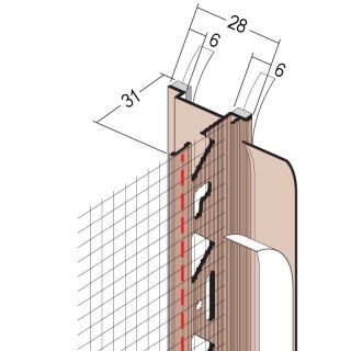 Protektorwerk Anputzdichtleiste mit Schutzlippe und Gewebe