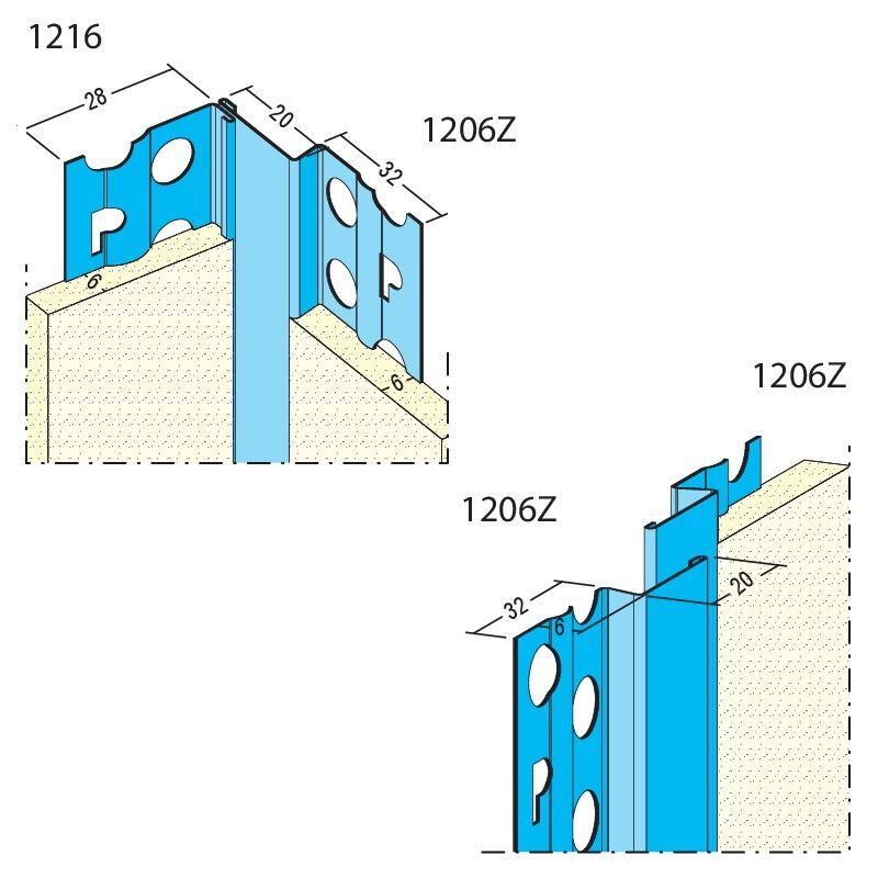 01206 250,0 Z Dehnungsfugenprofil für den Innenputz ab 6 mm Stahl, verzinkt