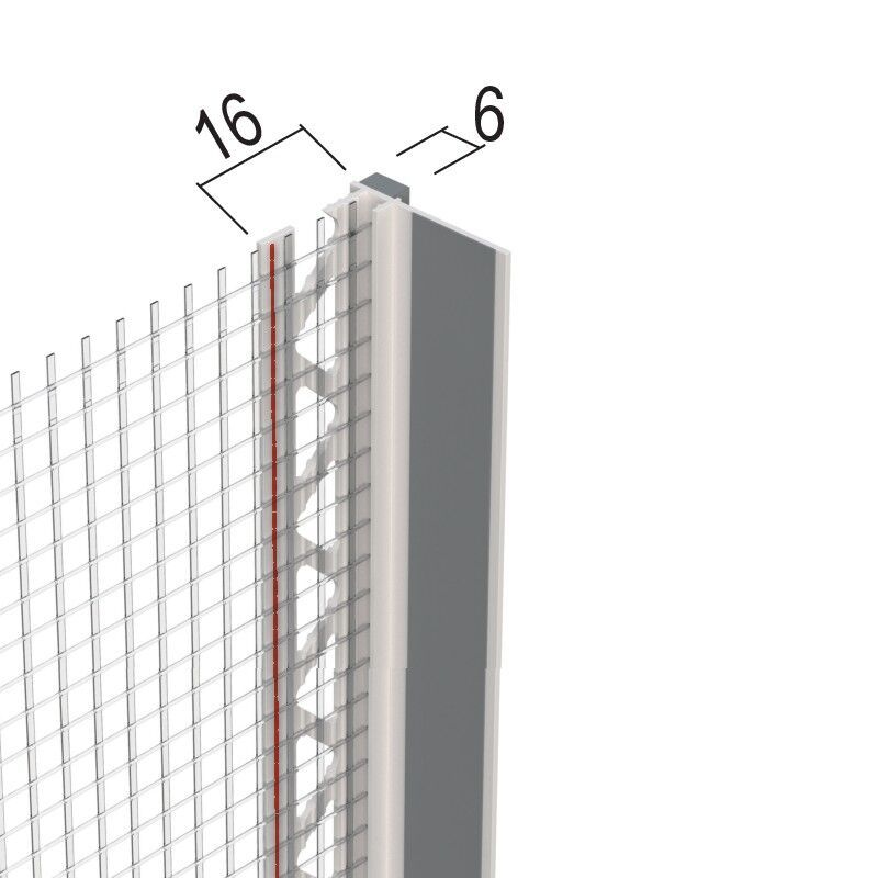 37806 260,0 10 Anputzdichtleiste mit Schattenfuge, Gewebe für WDV-Systeme 6 mm Hart-PVC mit Glasfasergewebe