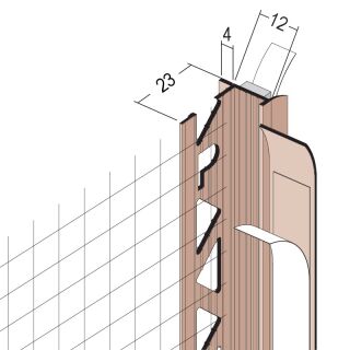 37916 260,0 10 Anputzdichtleiste mit Schutzlippe, Gewebe für WDV-Systeme 16mm Hart-PVC m.Weich-PVC u.Glasfasergewebe