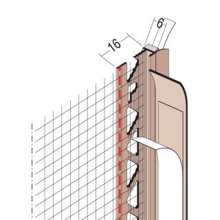 37906 260,0 10 Anputzdichtleiste mit Schutzlippe, Gewebe für WDV-Systeme 6 mm Hart-PVC m.Weich-PVC und Glasfasergewebe